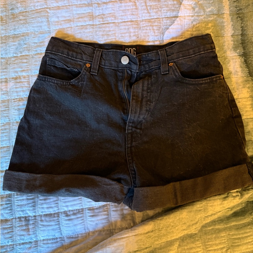 BDG Black High-Rise Rolled Hem Denim Shorts